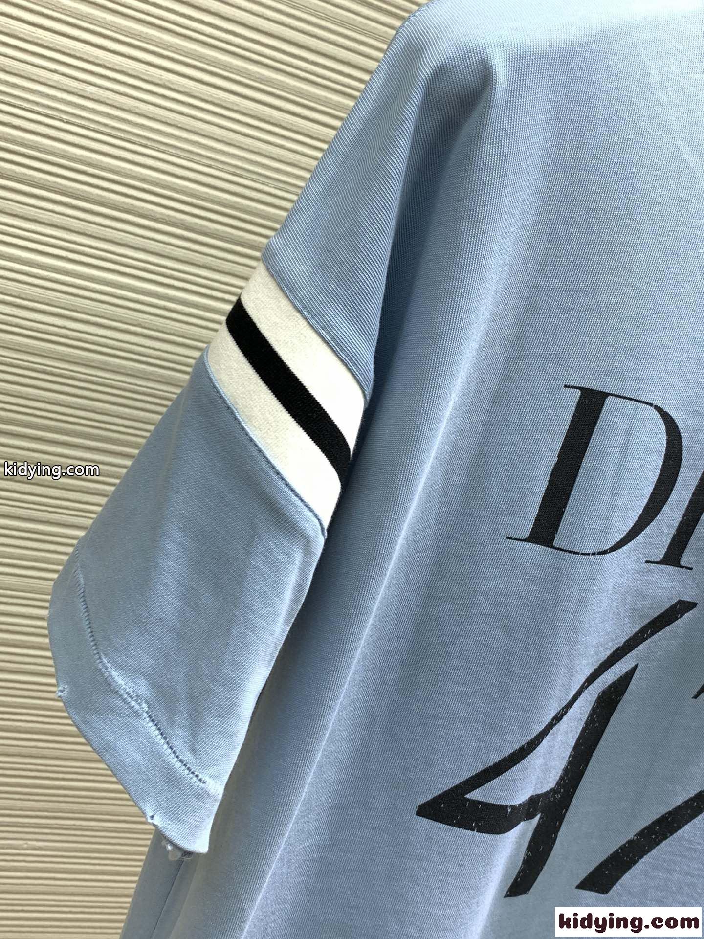 人気 カジュアル ロゴ 半袖Tシャツ クリスチャン・ディオール Tシャツ コピー ブルー-2