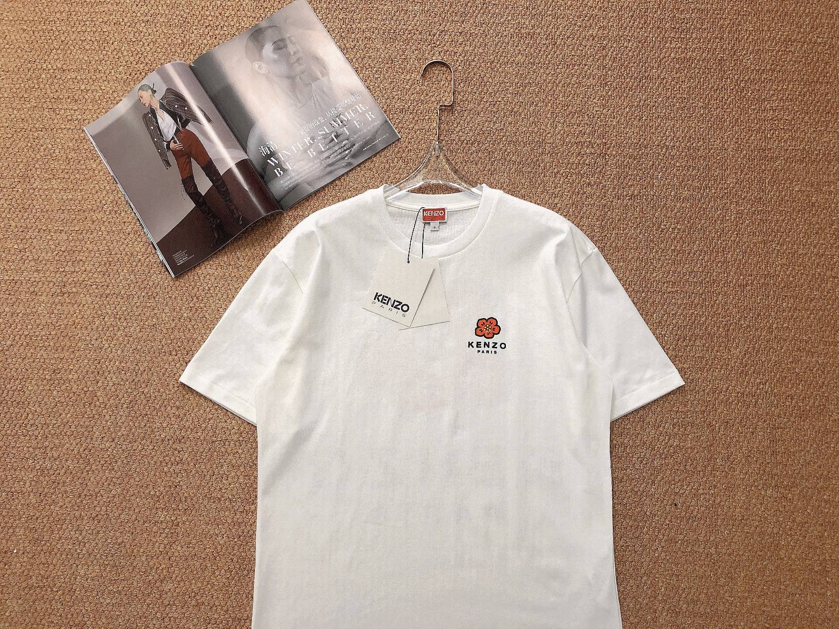 可愛い プリント ロゴ クールネック 着心地いい オシャレ ケンゾー tシャツ レディース コピー ユニセックス コットン-3