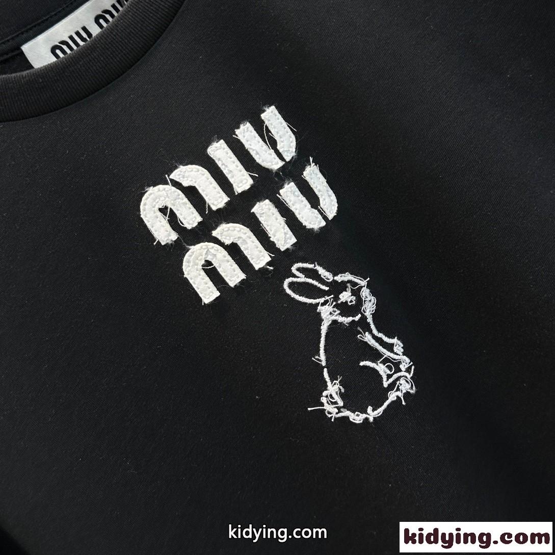 ミュウミュウ Tシャツ コピー 長袖 コットン シンプル ロゴ入り 着心地いい クルーネック-3