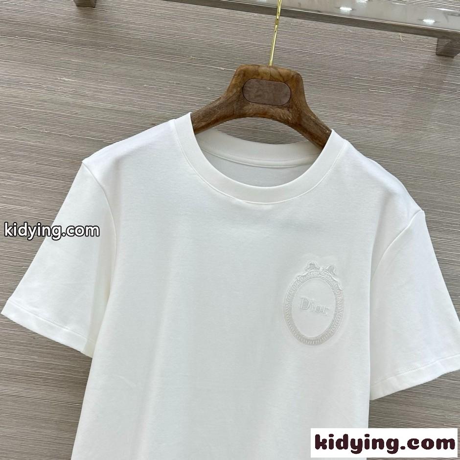 Dior Médaillon エンブロイダリー 半袖Tシャツ クリスチャン・ディオール Tシャツ コピー ホワイト-1
