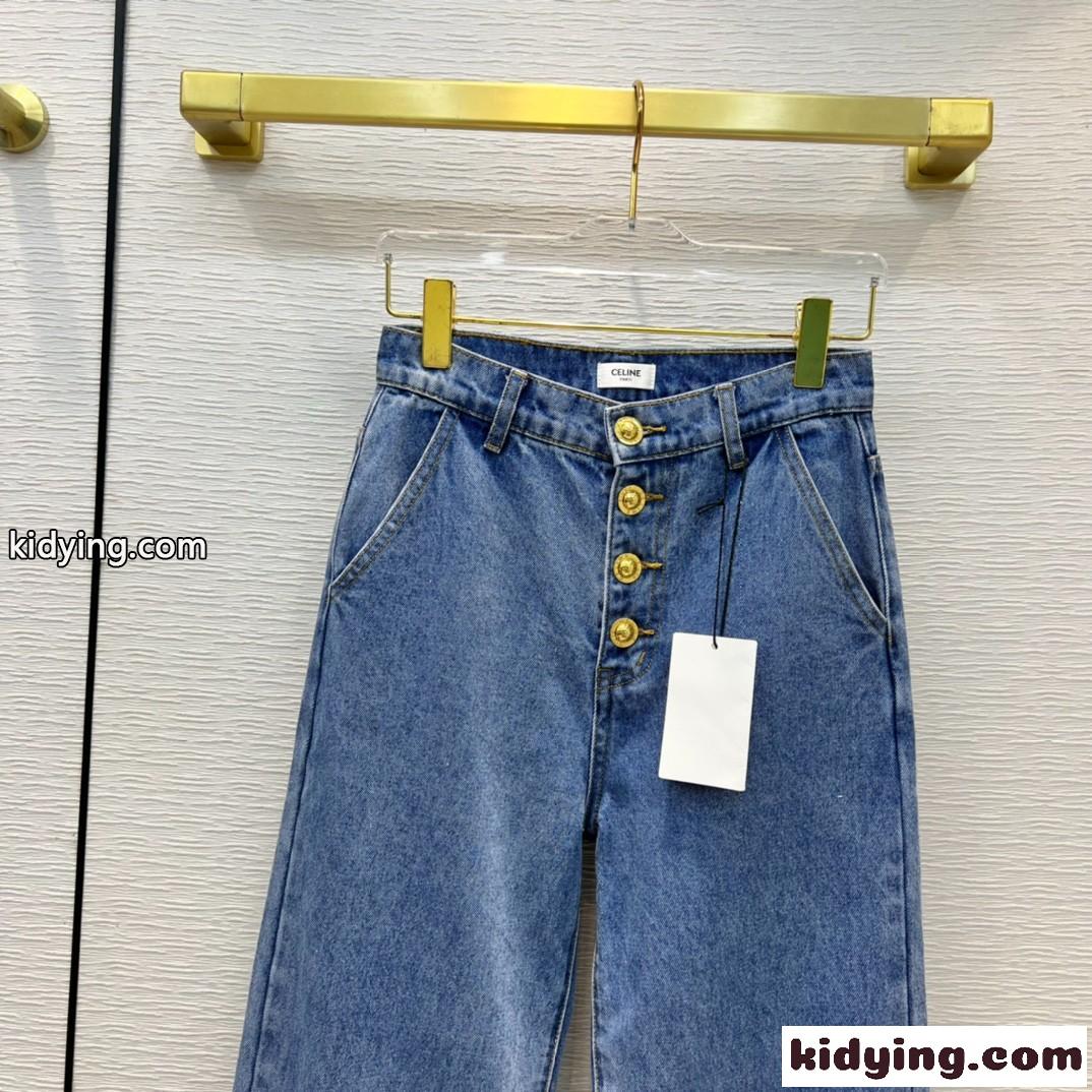 体型カバー ゆったり 柔らかい ストレッチ 着痩せ レディース デニムパンツ セリーヌ ジーンズ コピー-0