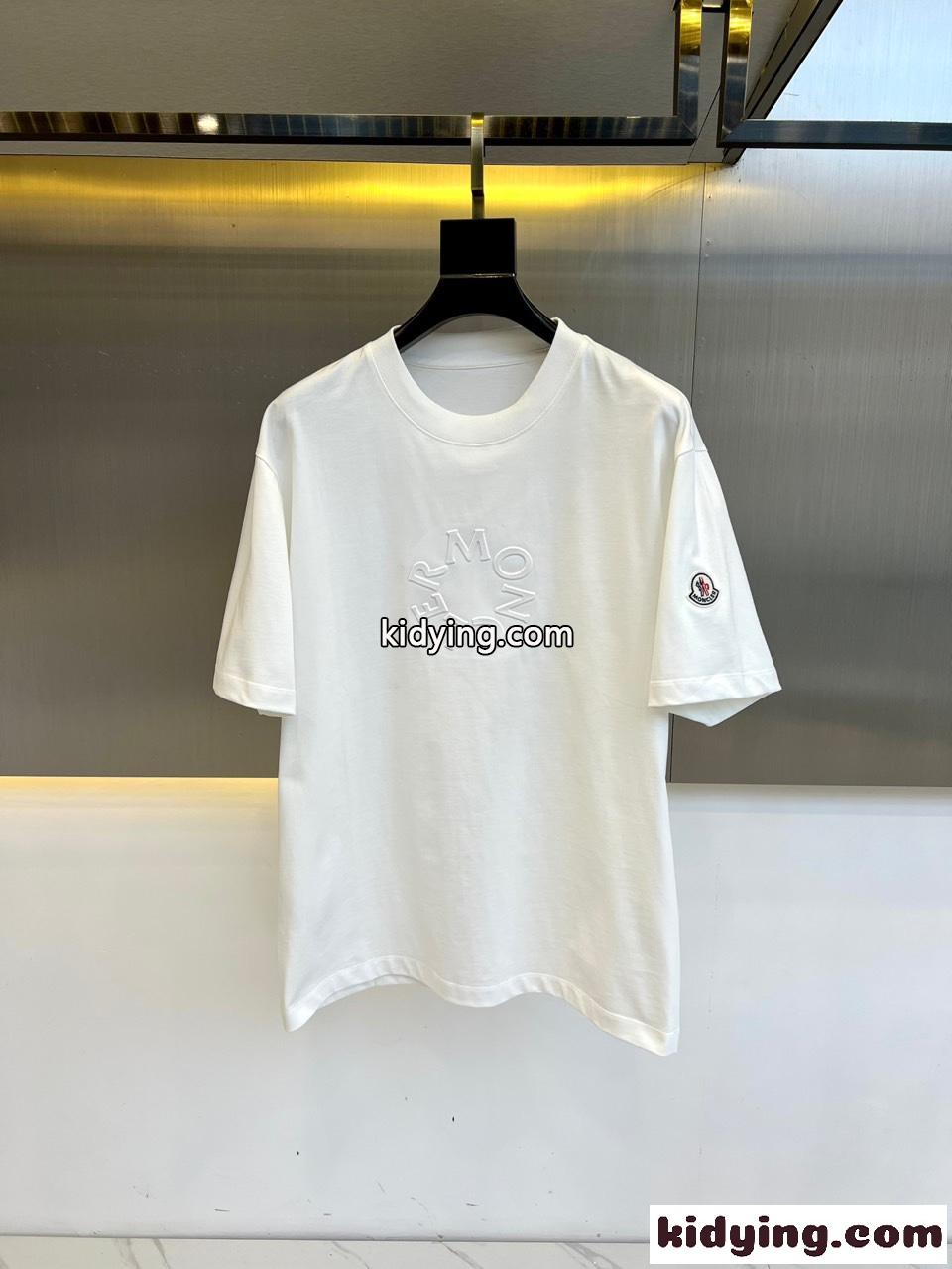 カジュアル クルーネック 半袖Tシャツ モンクレール Tシャツ コピー コットン ホワイト-0
