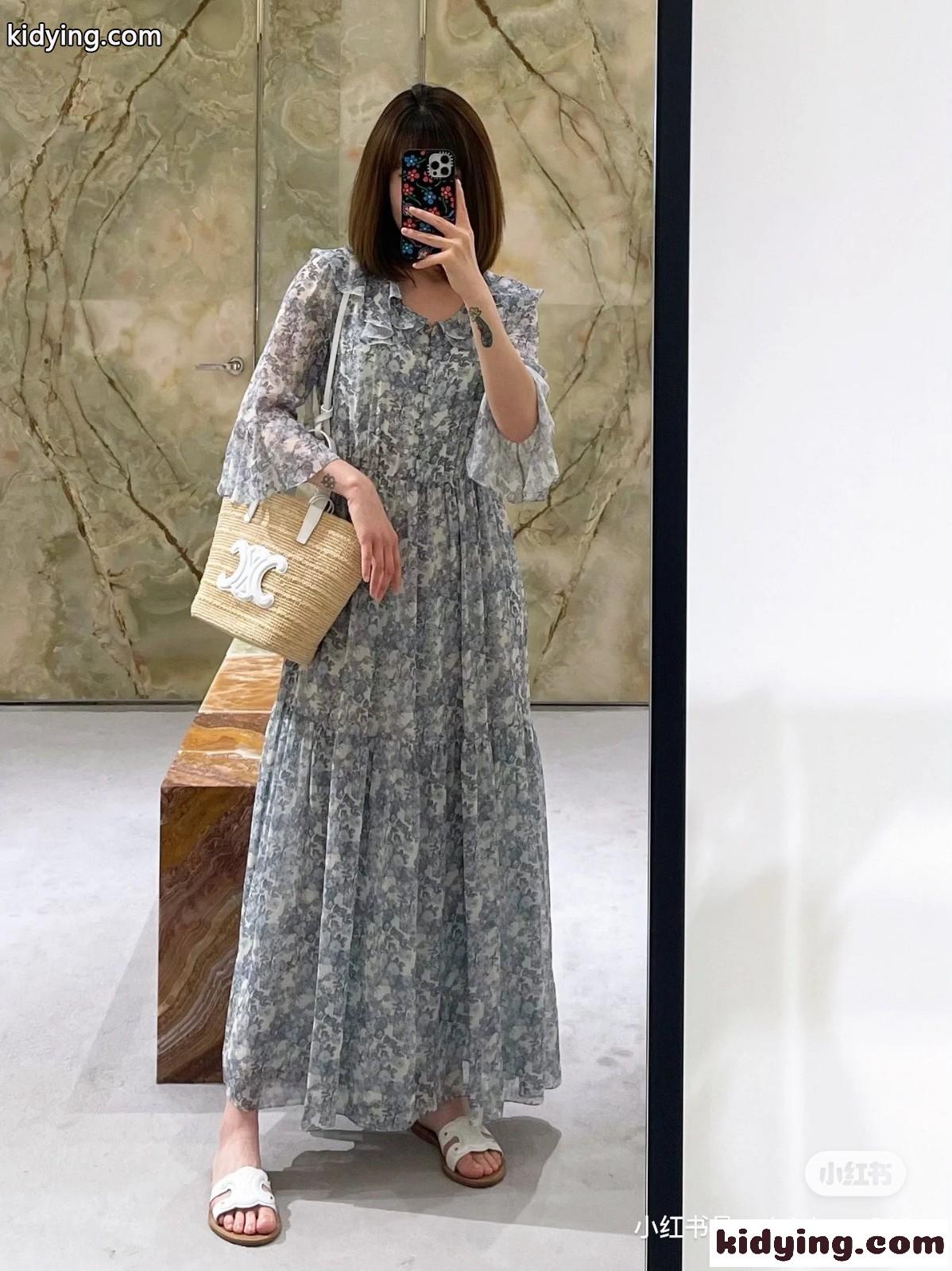 大人 可愛い 花柄ワンピース セリーヌ ワンピース コピー レディース ロングドレス-4