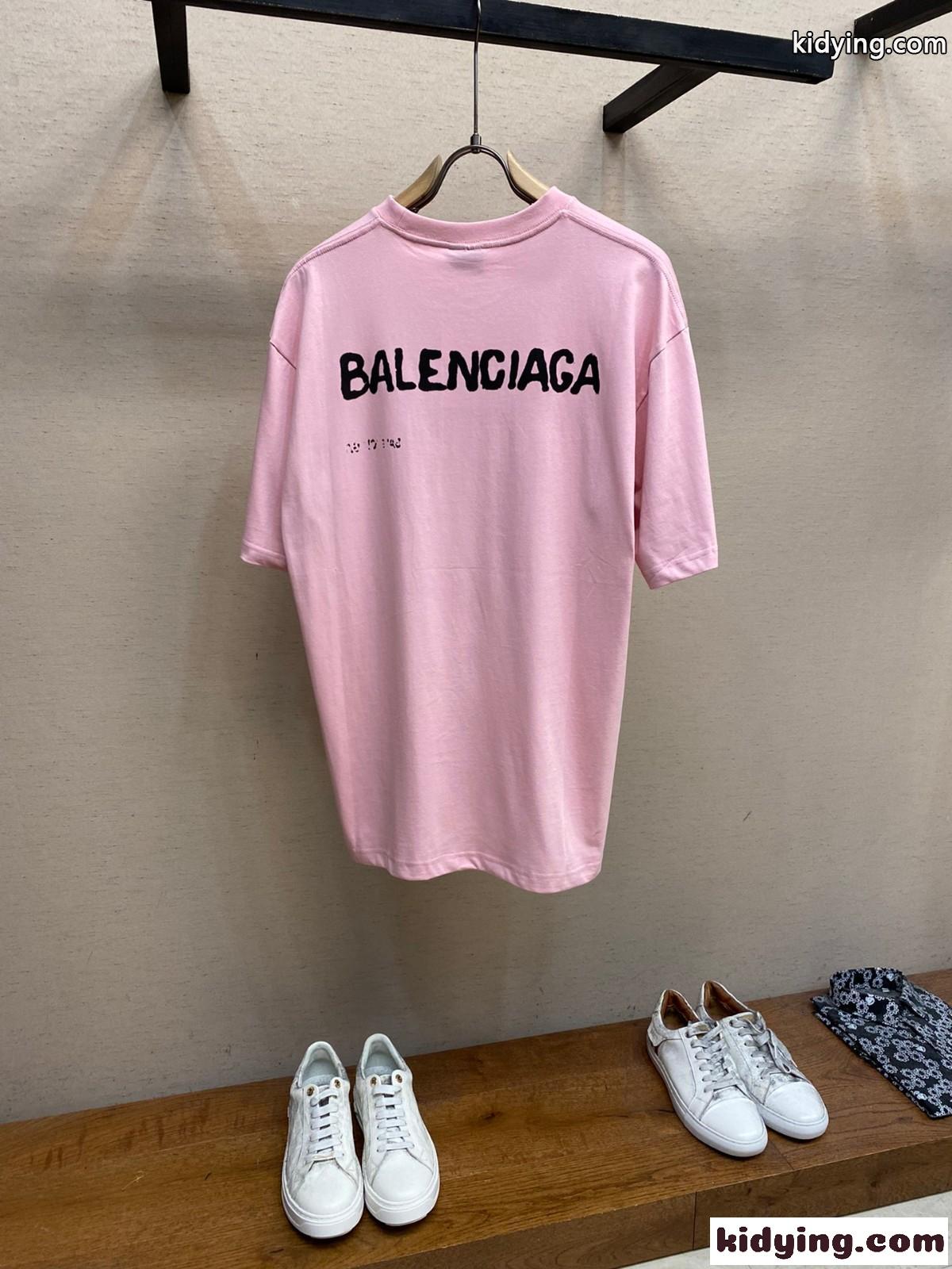ユニセックス おしゃれ 人気 プリント クルーネック バレンシアガ Tシャツ コピー-0