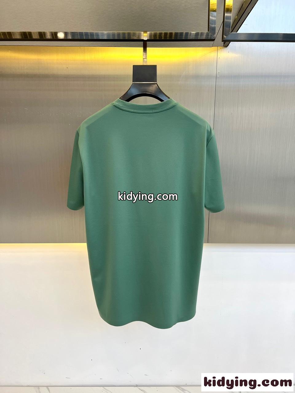 ベーシック ロゴ入り クルーネック 半袖Tシャツ エルメネジルド・ゼニア Tシャツ コピー グリーン-4