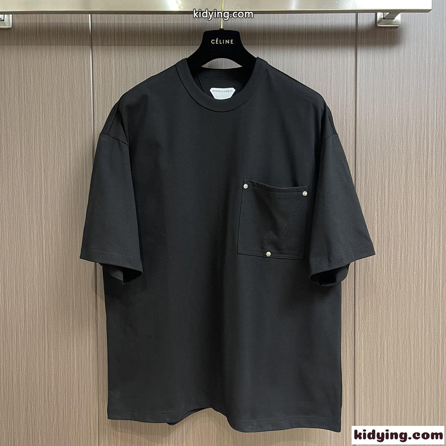 シンプル おしゃれ クルーネック ボッテガ・ヴェネタ Tシャツ コピー 半袖 トップス ブラック-1