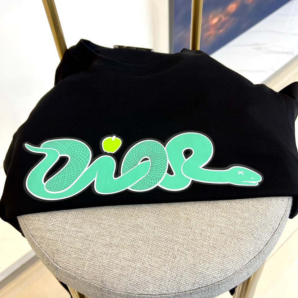 シンプル ロゴ入り 長袖Tシャツ クリスチャン・ディオール Tシャツ コピー ブラック-2