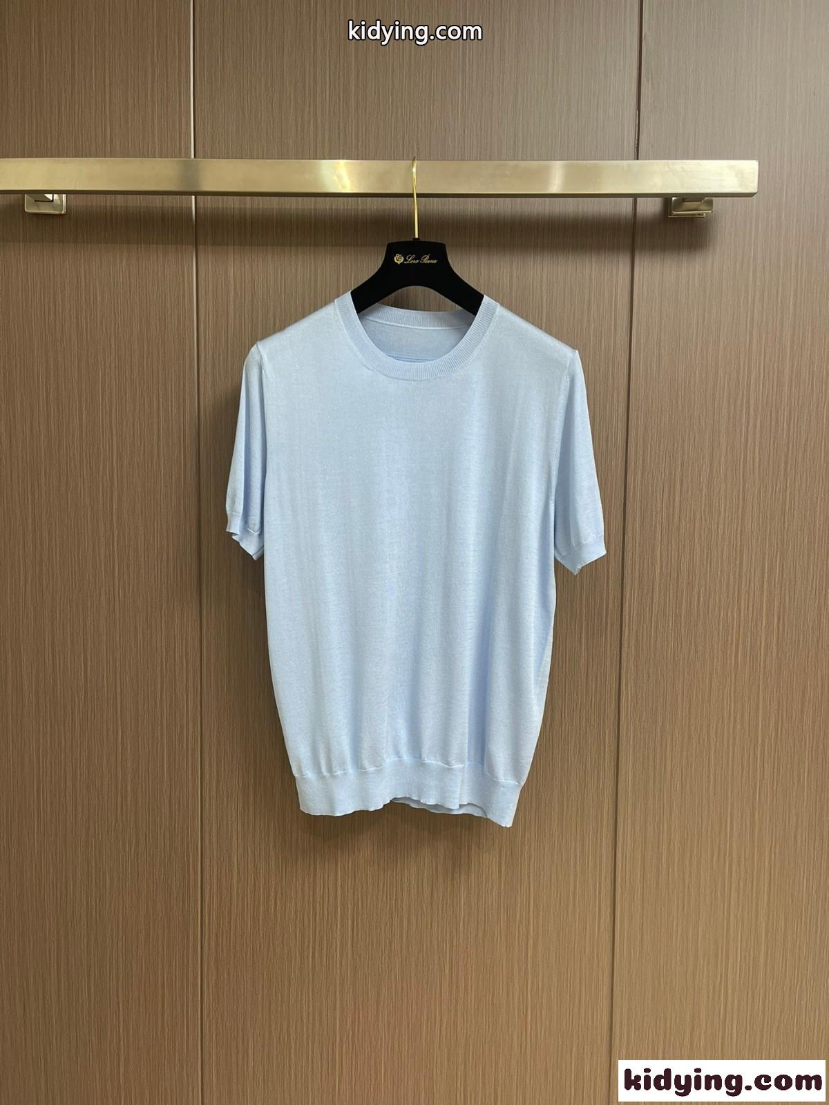 シンプル 快適 ニット 半袖Tシャツ エルメネジルド・ゼニア ニット コピー ライトブルー-0