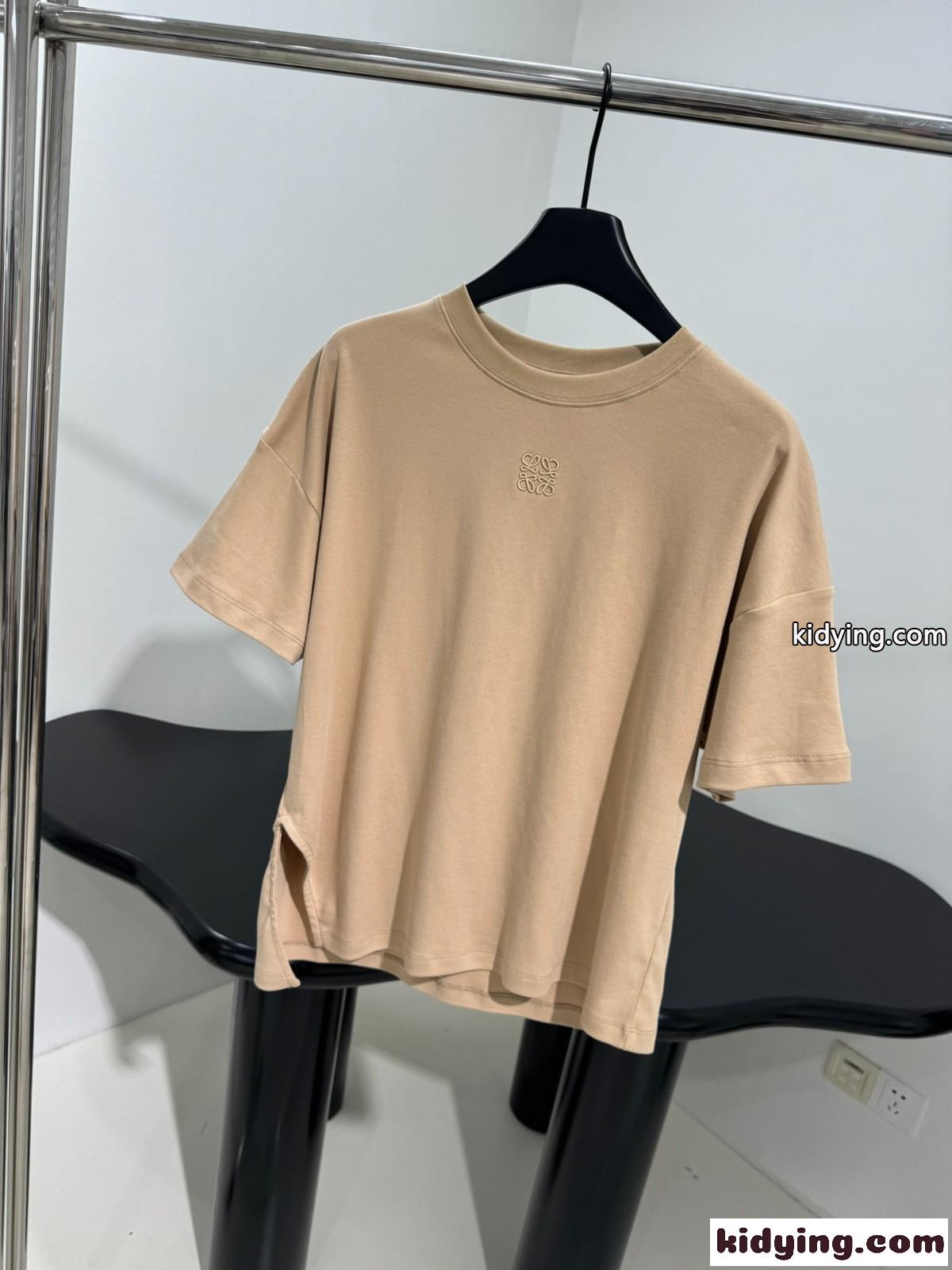 カジュアル アシンメトリー 半袖Tシャツ ロエベ Tシャツ コピー カーキ-0