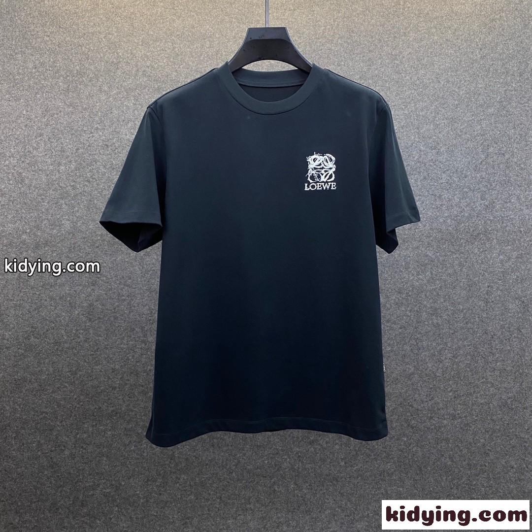 ベーシック ロゴ クルーネック コットン 快適 メンズ 半袖 春夏 トップス ロエベ tシャツ コピー ホワイト ブラック-1