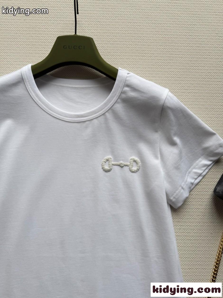 シンプル ホースビット 半袖Tシャツ グッチ Tシャツ コピー コットン ホワイト-2