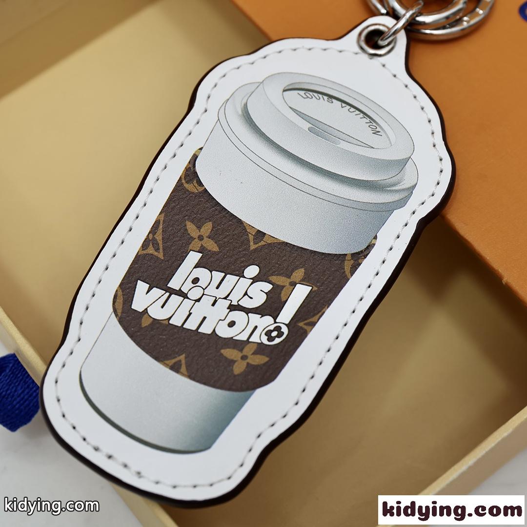 おしゃれ 可愛い ルイヴィトン コーヒーカップ キーホルダー コピー バッグチャーム-3