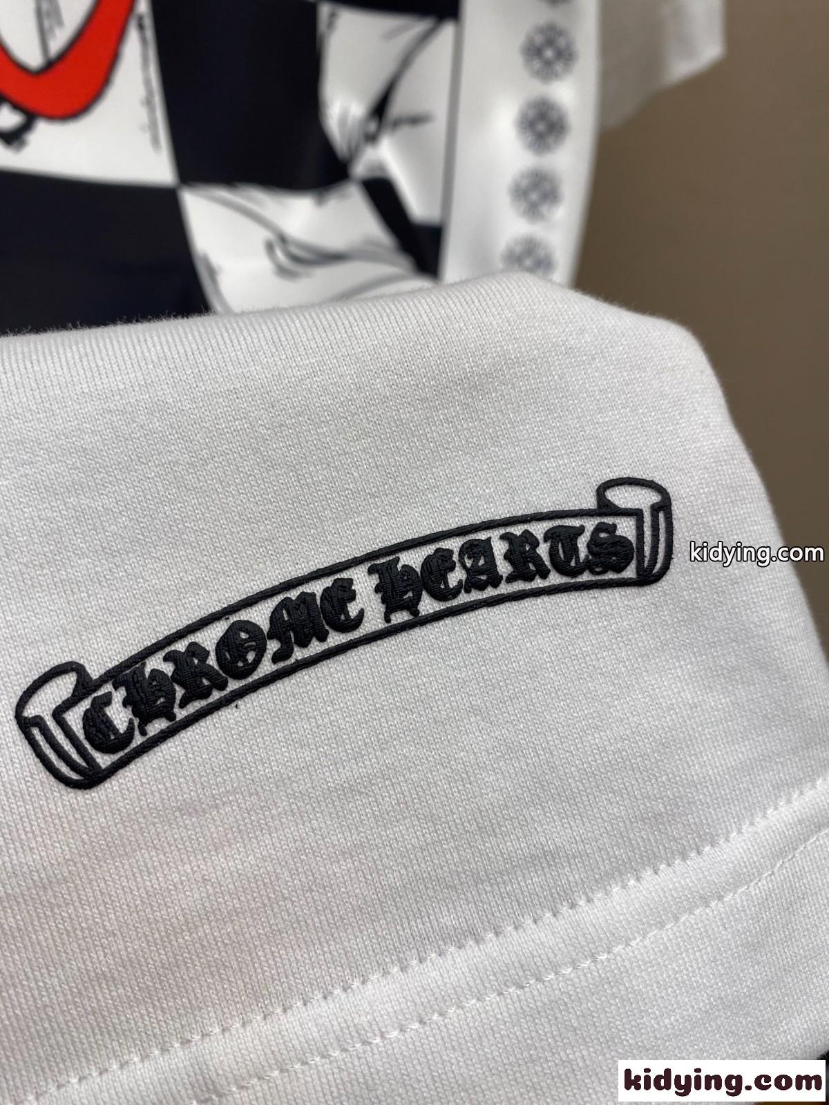 クロムハーツ Tシャツ コピー クルーネック ユニセックス ストリート 半袖Tシャツ ホワイト-4