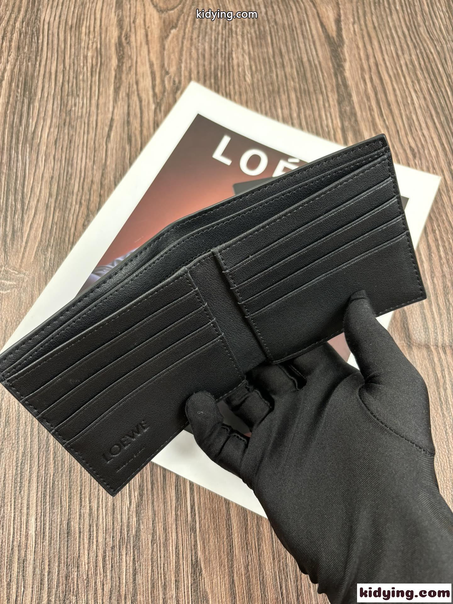定番 人気 2つ折り財布 ロエベ 財布 コピー コンパクト ウォレット ブラック-4