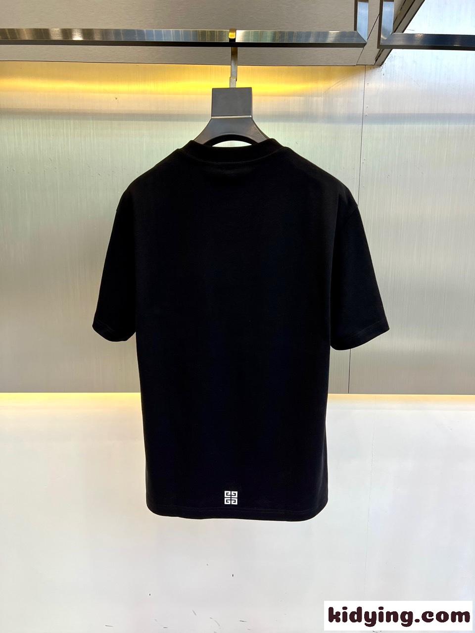 4Gスター プリント ジバンシィ Tシャツ コピー クルーネック コットン 半袖 ブラック-3