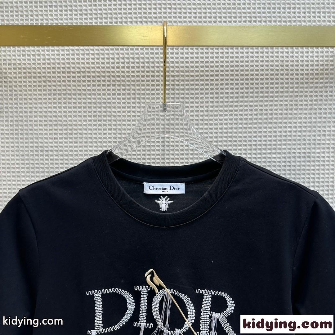 クリスチャン・ディオール Tシャツ コピー シンプル ロゴ クルーネック 半袖tシャツ-1