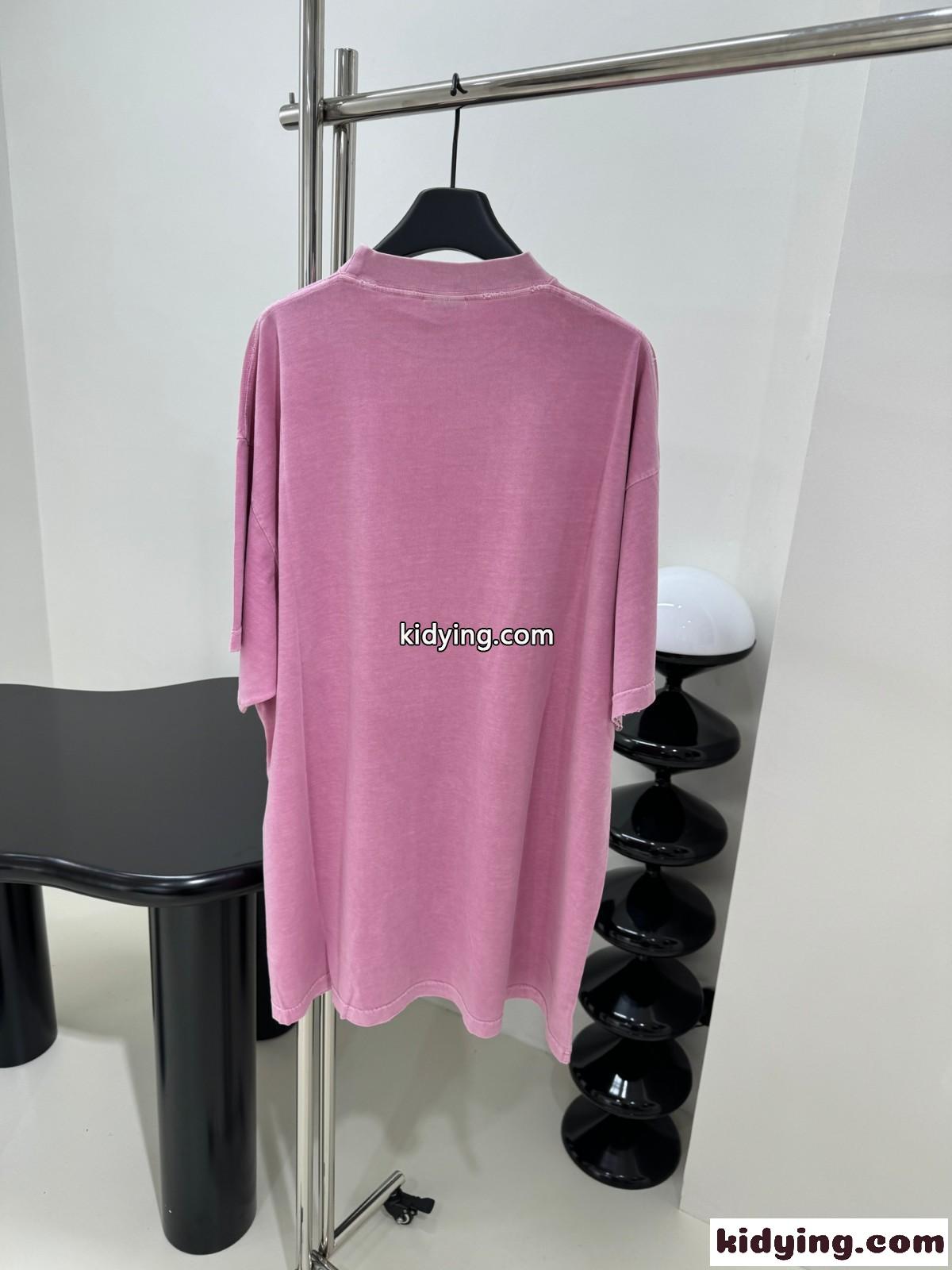 PARIS MOON 半袖Tシャツ オーバーサイズ バレンシアガ Tシャツ コピー ピンク-1