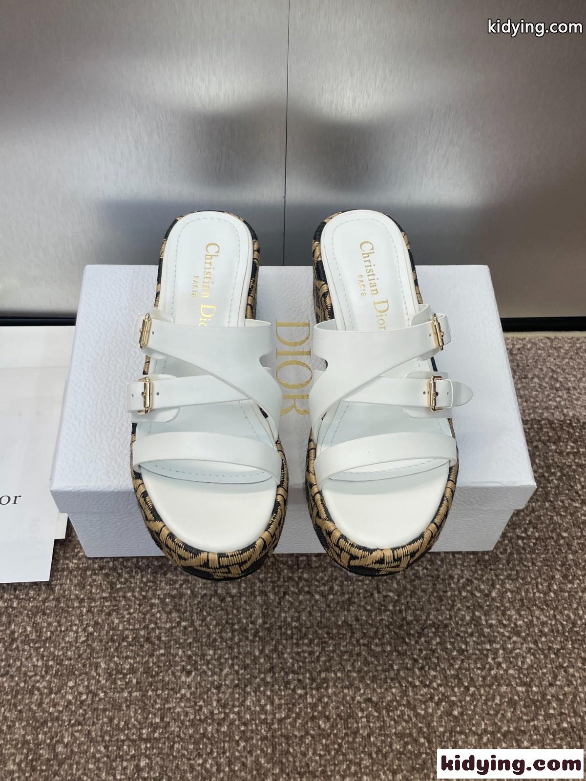 LAmazone Dior ウェッジスライド ディオール サンダル スーパーコピー ホワイト-1