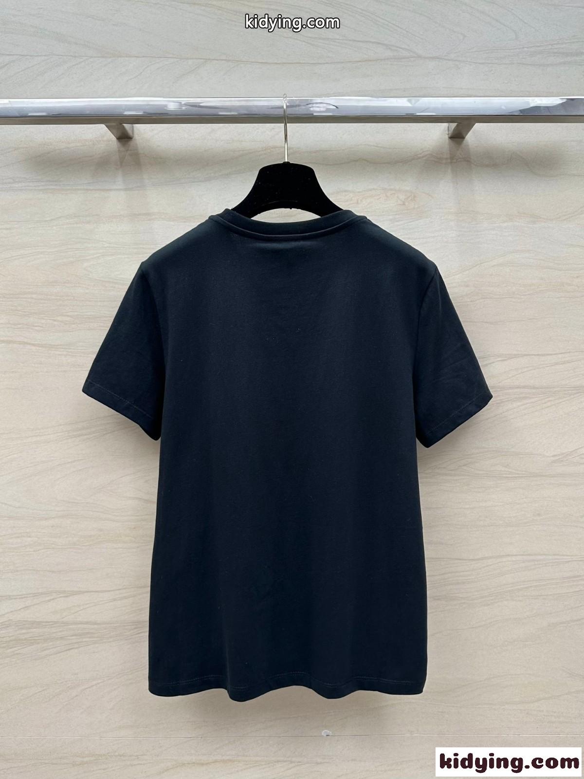 シンプル クルーネック 合わせやすい モンクレール 半袖Tシャツ コピー ブラック-4