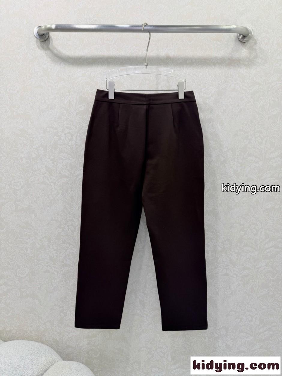 シンプル 上品 テーパードパンツ プラダ パンツ 偽物 レディース ダークブラウン-4