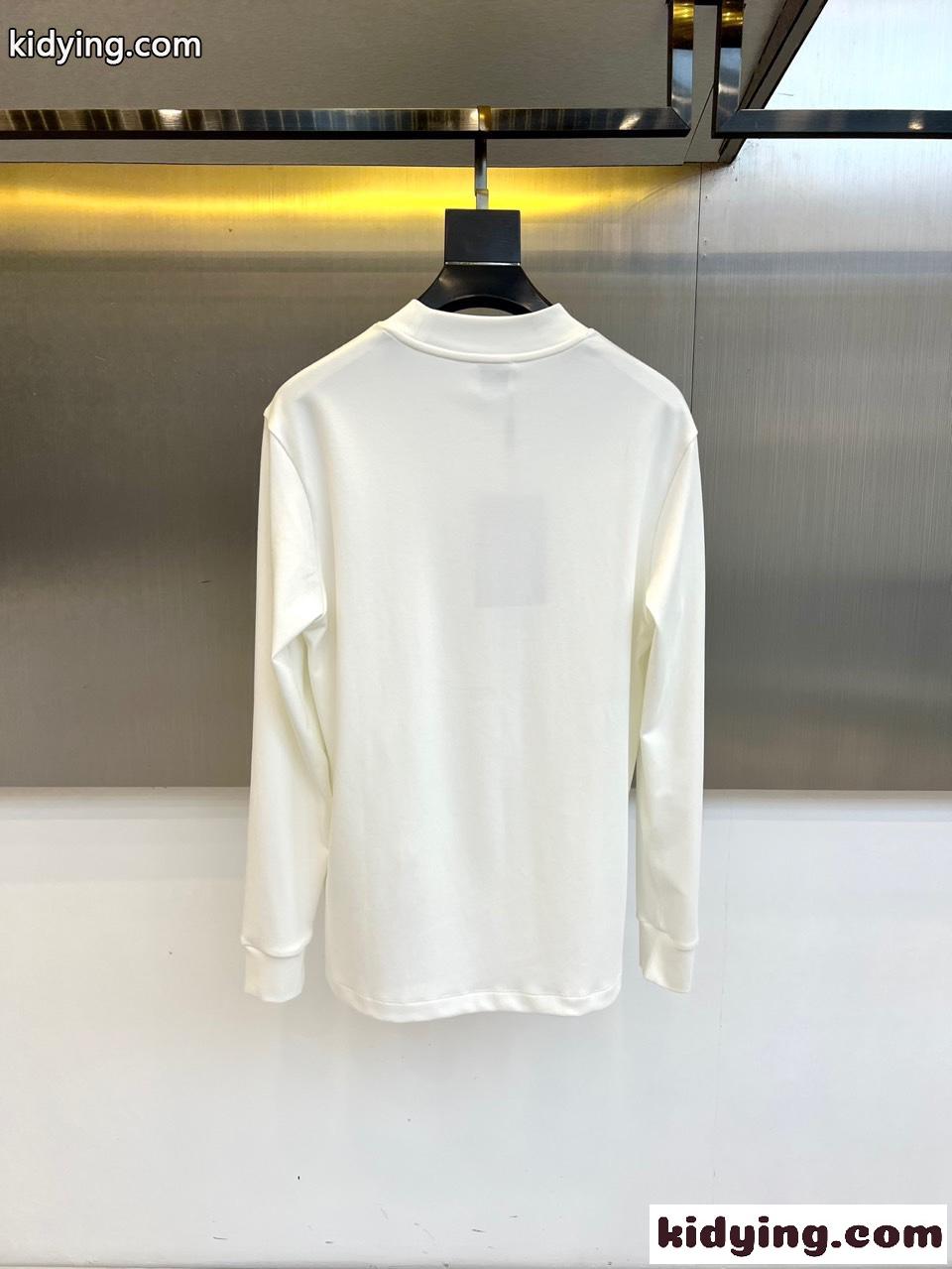 シンプル おしゃれ 長袖Tシャツ バーバリー Tシャツ 偽物 コットン ホワイト-3