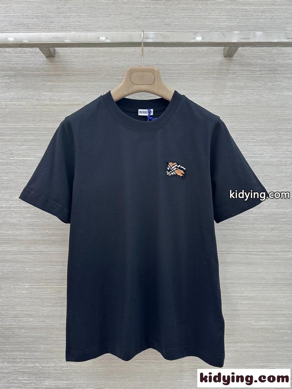 ナイトチェック コットンTシャツ バーバリー Tシャツ 偽物 ブラック-0