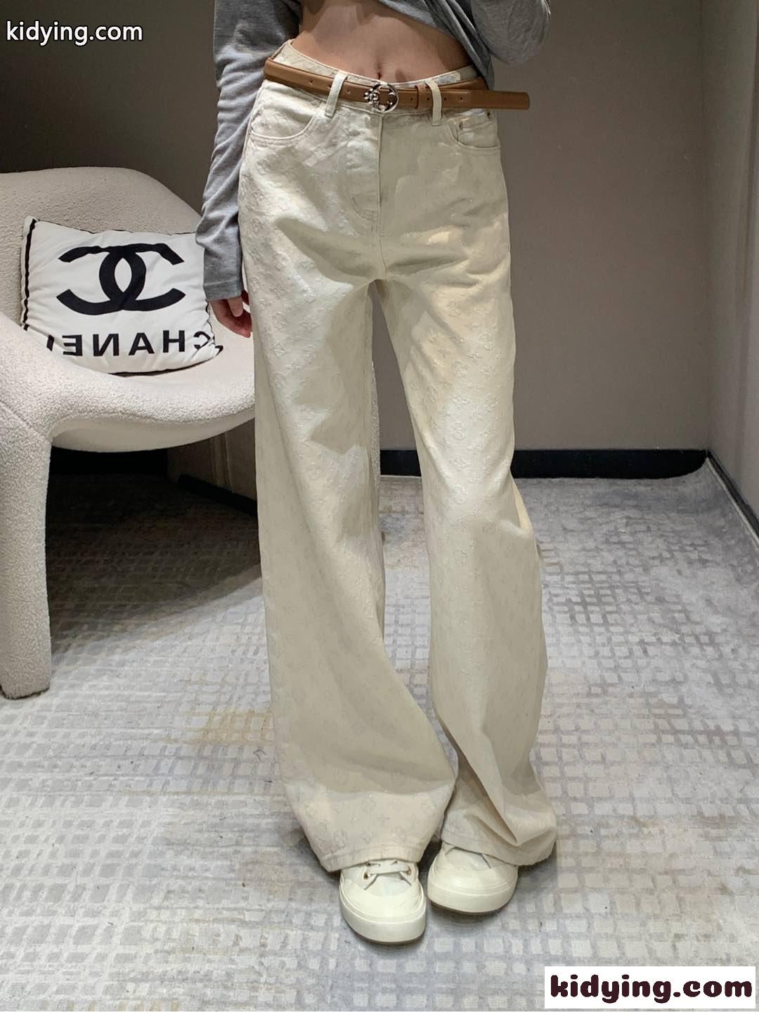 ロゴジャガード ストレートデニムパンツ ルイ・ヴィトン ジーンズ コピー レディース-0