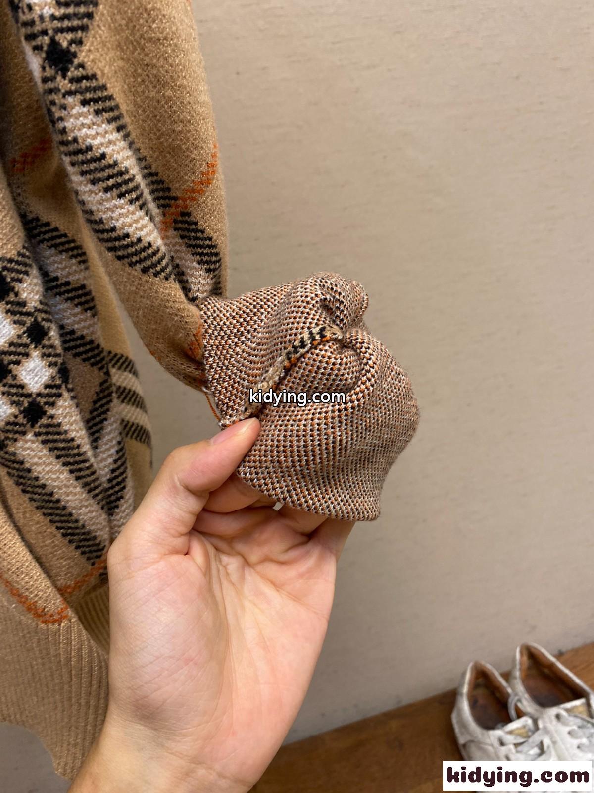 チェック ウールモヘアブレンド カーディガン バーバリー ニット コピー キャメル-4