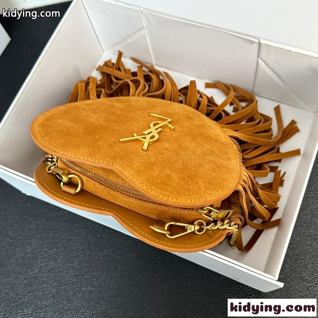 イヴ・サンローラン バッグ コピー 可愛い おしゃれ ハート型 フリンジ付き ショルダーバッグ-4