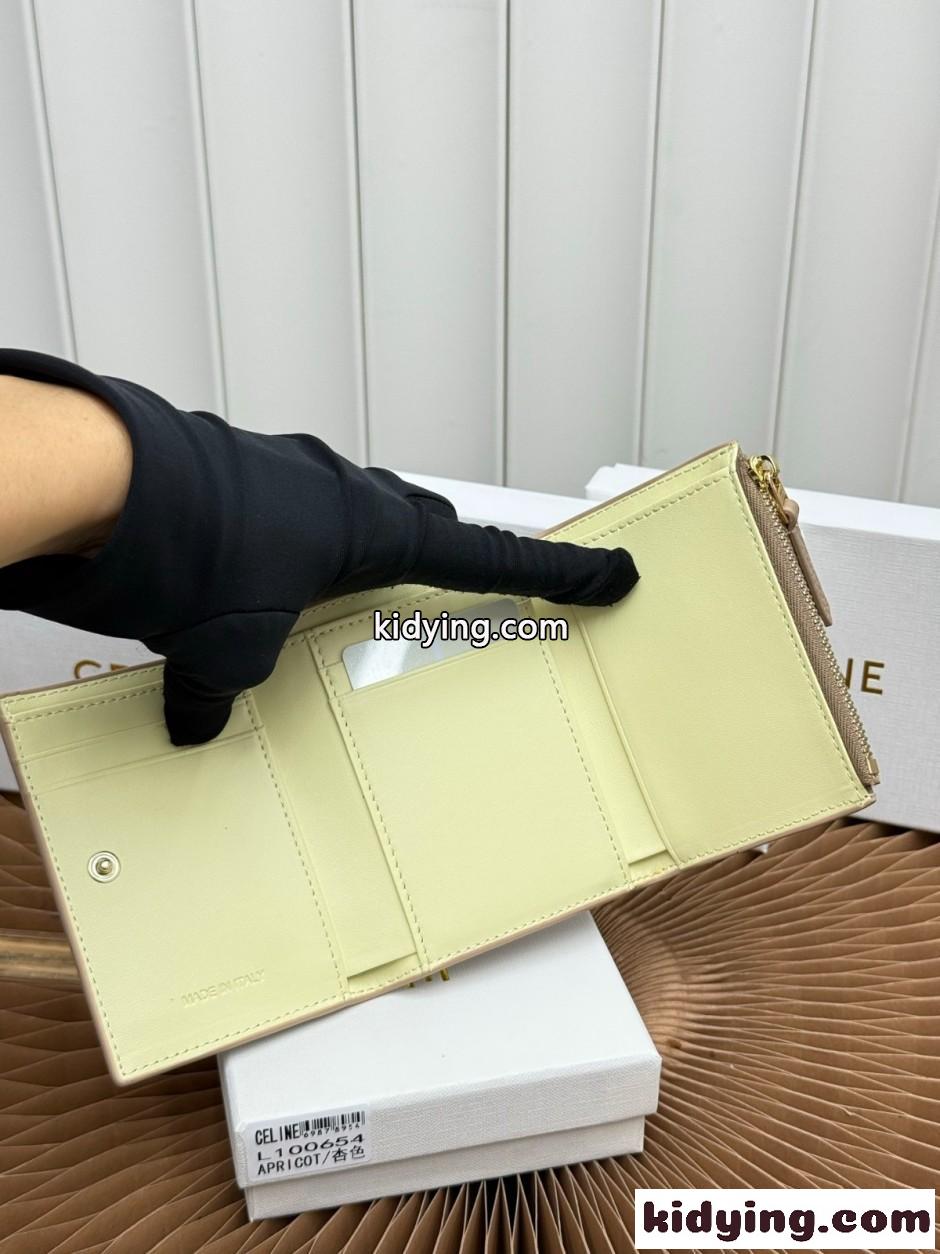 人気 おしゃれ 3つ折り財布 セリーヌ 財布 コピー ウォレット ベージュ-4