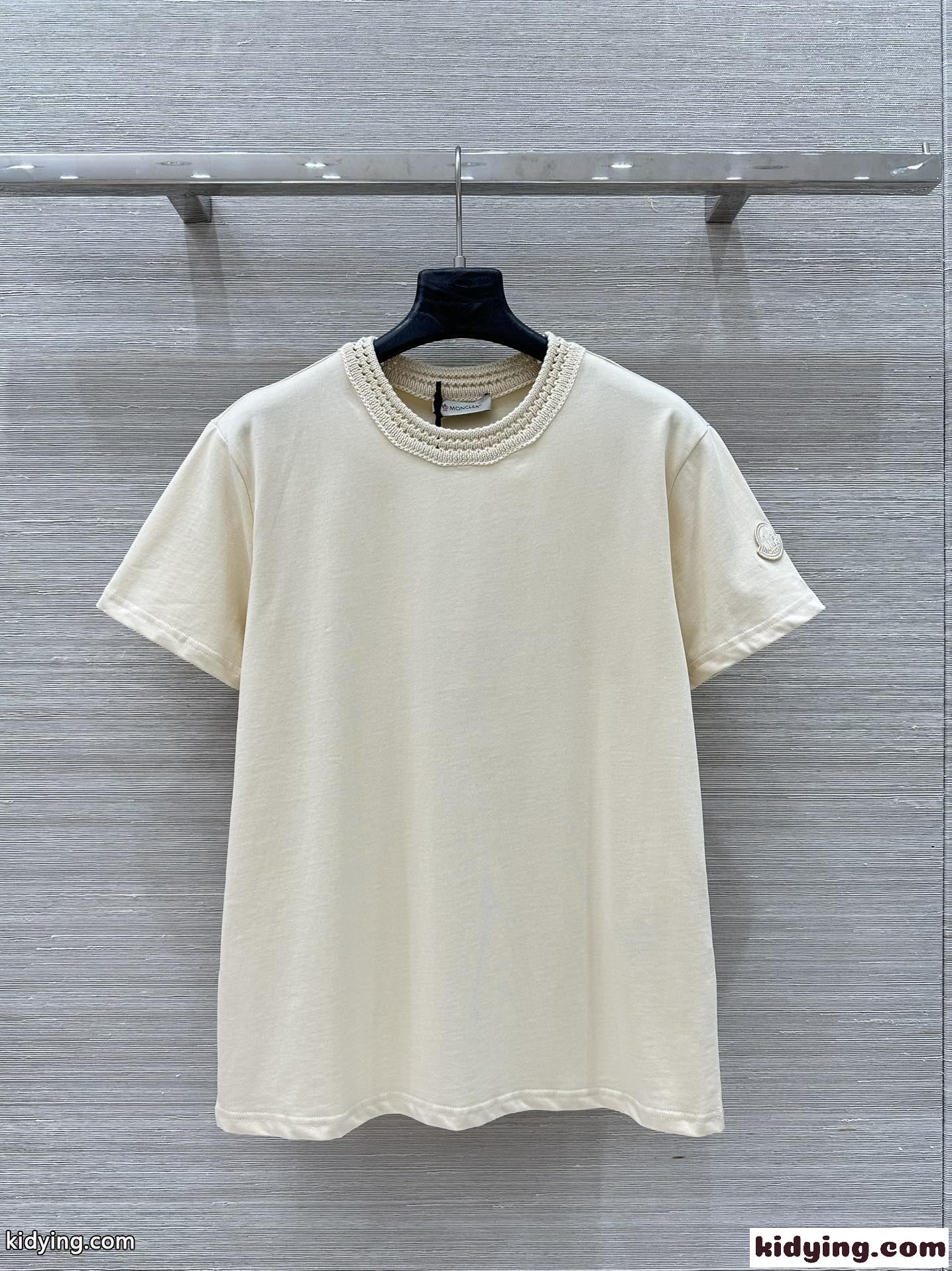 フェンミン お洒落 モンクレール Tシャツ スーパーコピー コットン 半袖Tシャツ ベージュ-2
