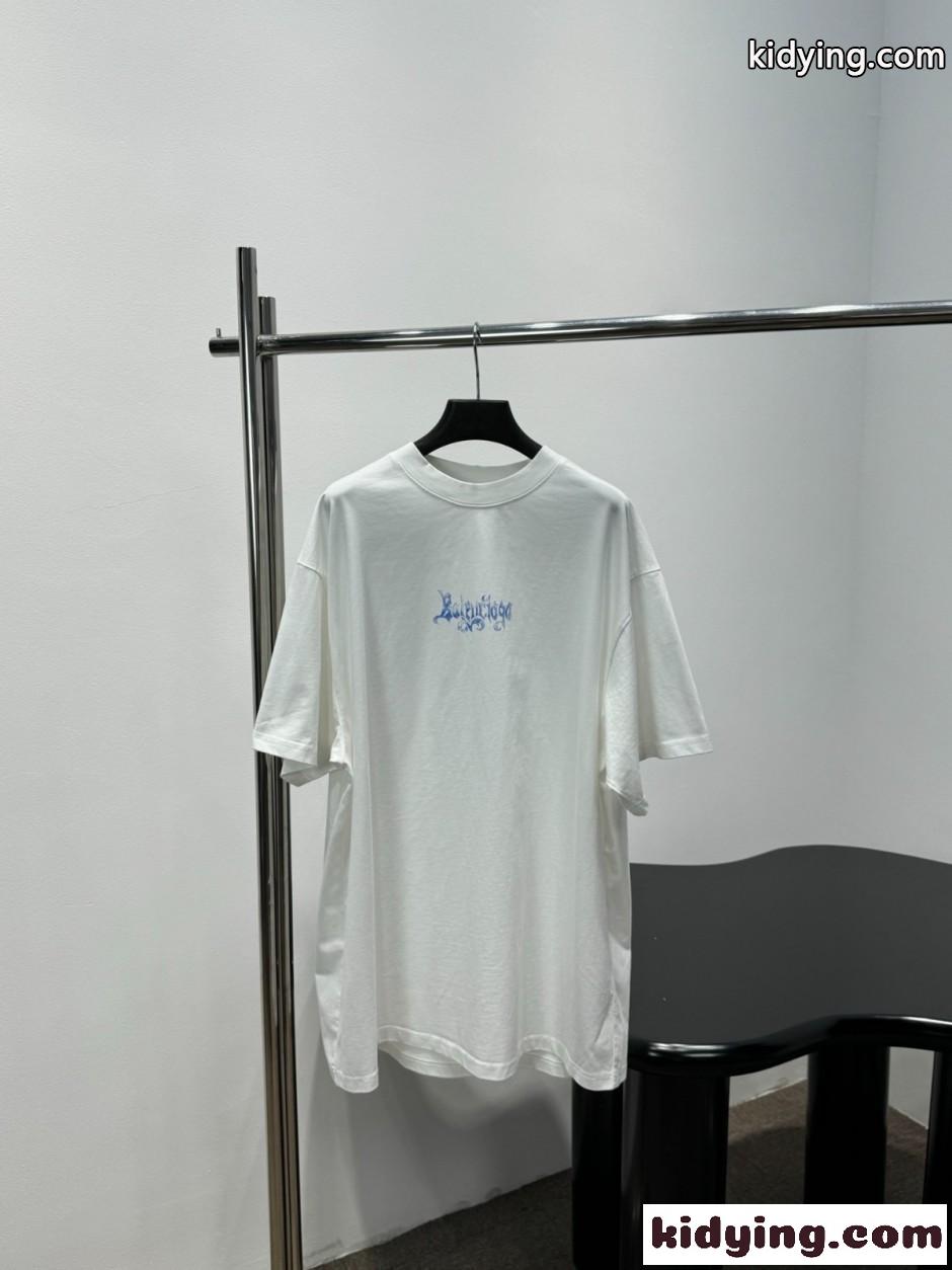 バレンシアガ Tシャツ 偽物 ユニセックス プリント クルーネック 半袖Tシャツ-0