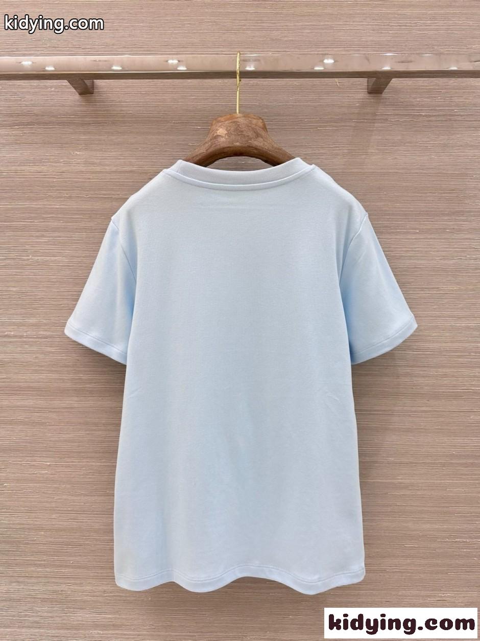 Dior Médaillon エンブロイダリー 半袖Tシャツ クリスチャン・ディオール Tシャツ コピー ライトブルー-4