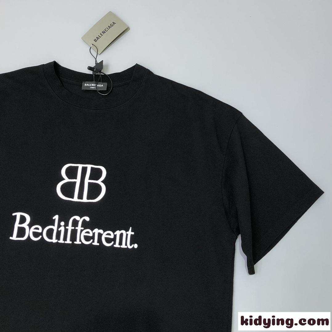 バレンシアガ Tシャツ コピー クルーネック BB刺繍 ロゴ 半袖Tシャツ-2