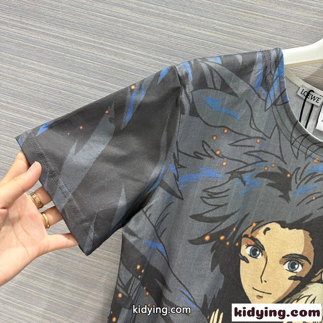 新作​  ハウルとソフィー 半袖Tシャツ ロエベ Tシャツ コピー コットン トップス-2