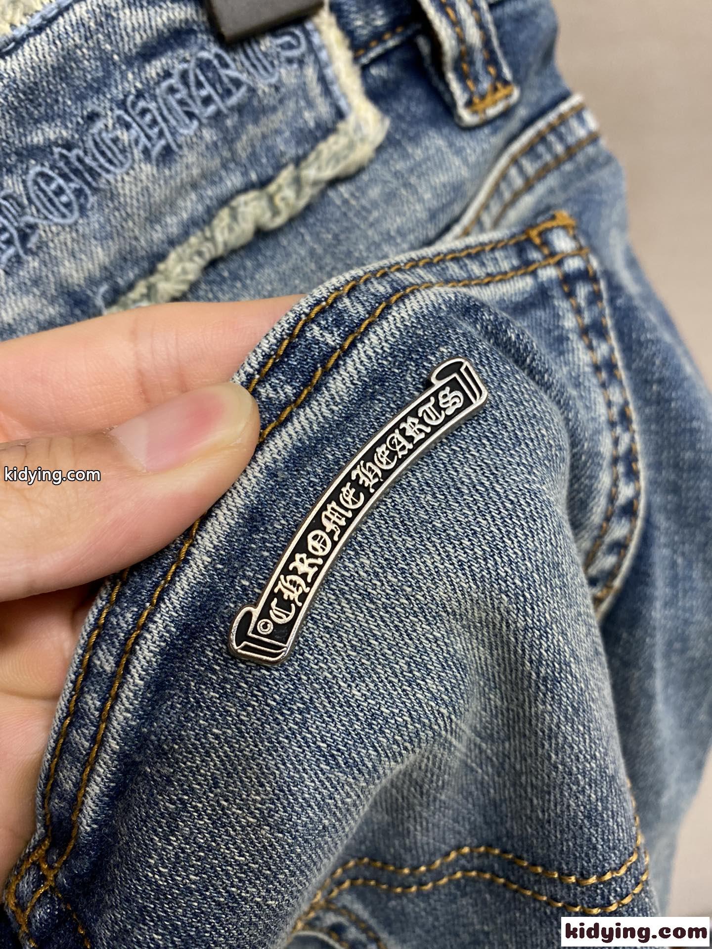定番 合わせやすい ダメージ加工 クロムハーツ ジーンズ コピー カジュアル メンズ デニムパンツ-4