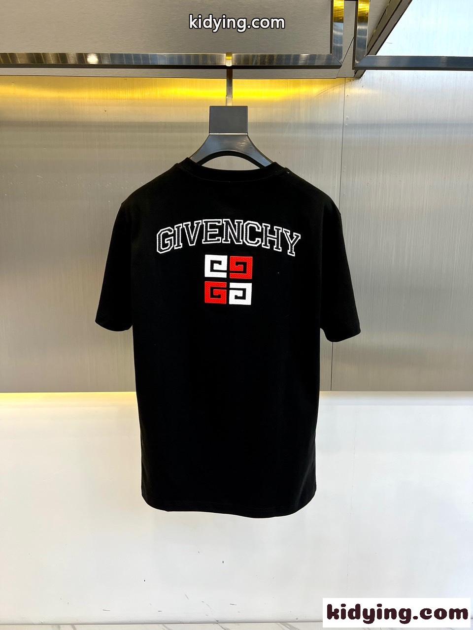 カジュアル ロゴ入り ジバンシィ Tシャツ コピー コットン 半袖Tシャツ ブラック-0