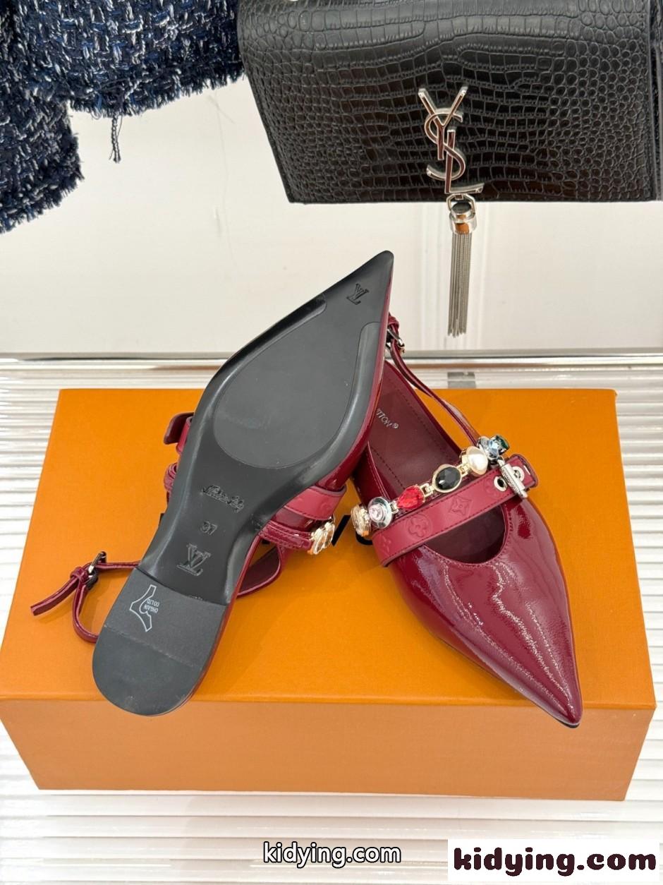 上品 高級感 LV バイブ バレリーナ ルイ・ヴィトン パンプス コピー ボルドー-3