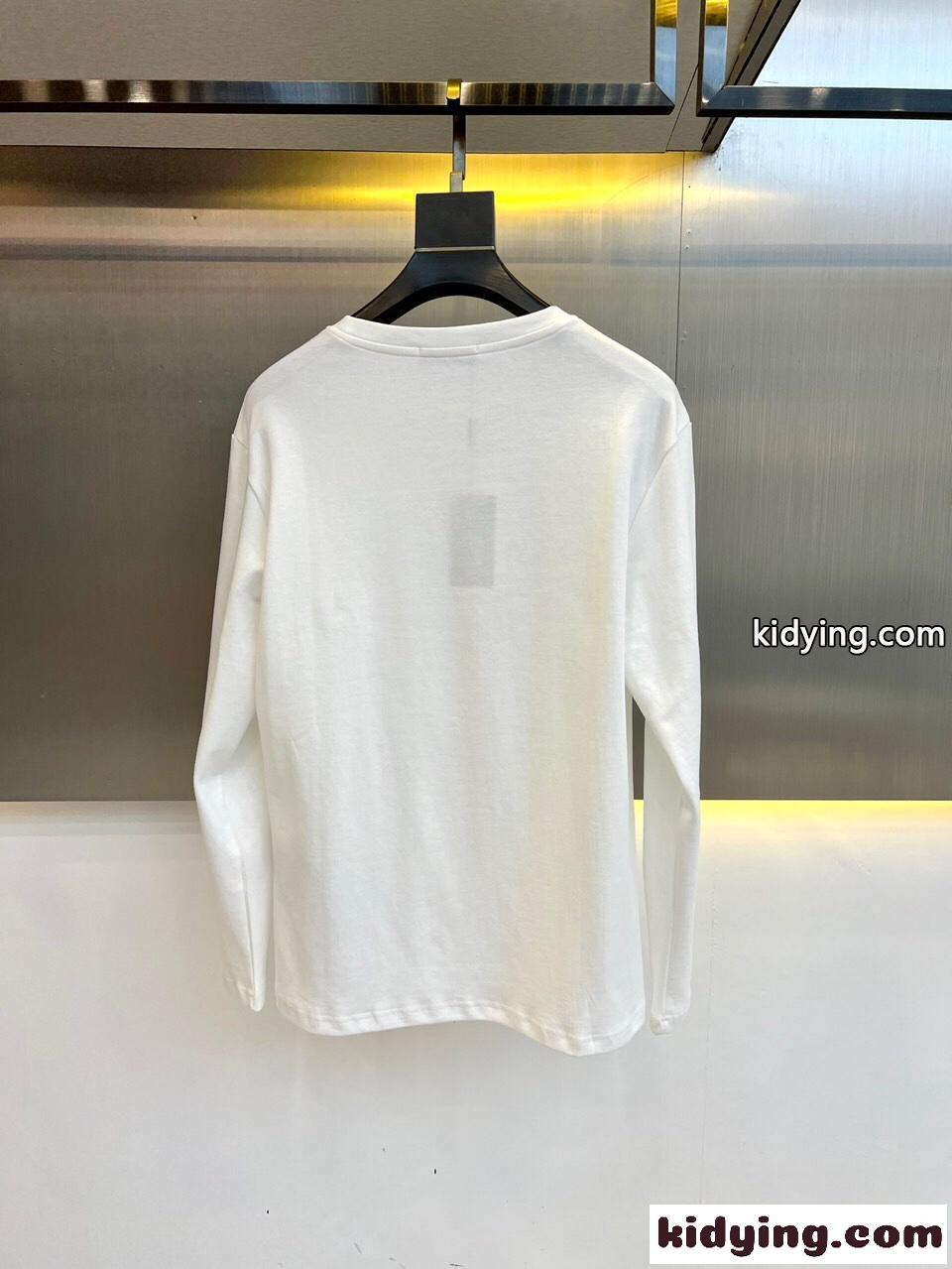 シンプル ロゴ 合わせやすい クルーネック 長袖Tシャツ プラダ Tシャツ コピー-4