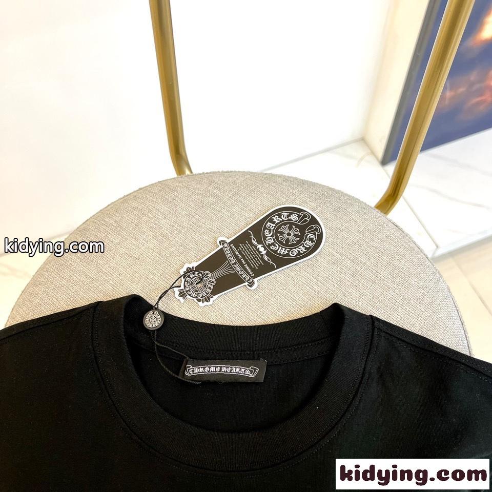 マルチカラー刺繍入り クロムハーツ 半袖Tシャツ コピー クルーネック ブラック-2