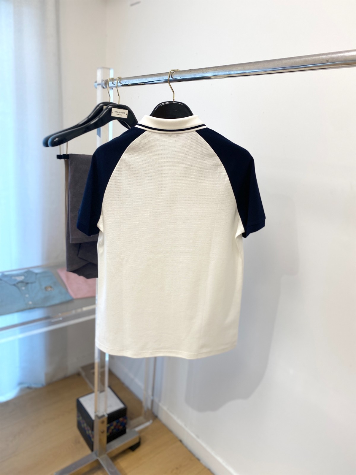 配色ラグランスリーブポロシャツ ヴァレンティノ Tシャツ 偽物 コットン ホワイト-4