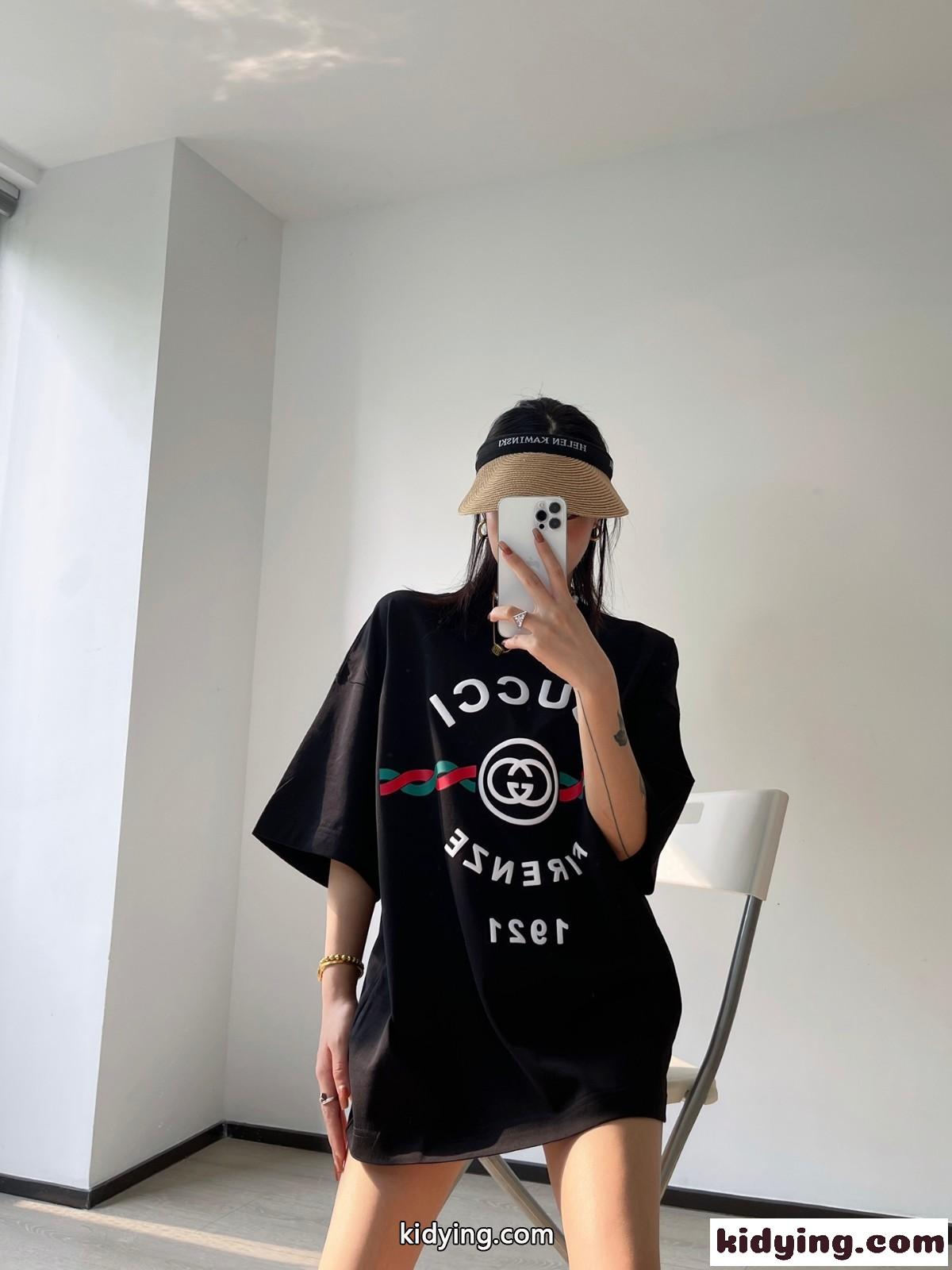 3色あり 体型カバー 着痩せ 人気 クルーネック ロゴ プリント グッチ 半袖Tシャツ コピー 着心地いい カジュアル-4