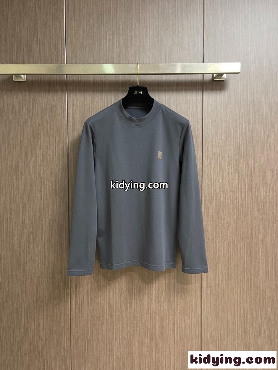 シンプル 洗練された コットン 長袖Tシャツ ロエベ Tシャツ 偽物 グレー-1