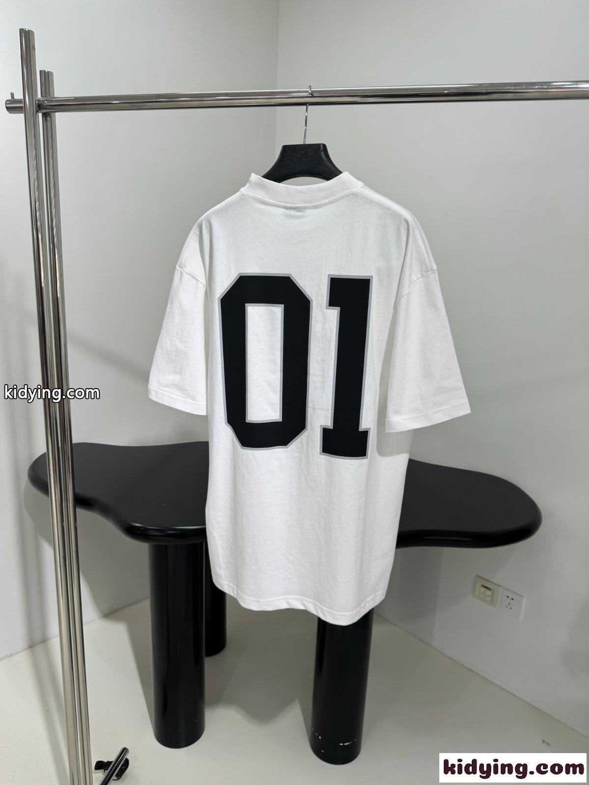 ユニセックス 刺繍入り オーバーサイズ 半袖Tシャツ バレンシアガ Tシャツ コピー ホワイト-2