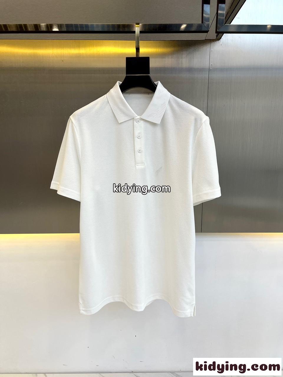 シンプル 無地 コットンピケ ポロシャツ アルマーニ 半袖Tシャツ コピー ホワイト-0
