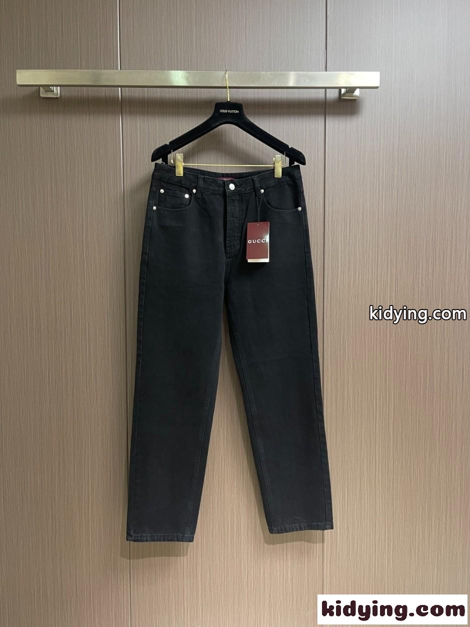 合わせやすい ホースビット付き デニムパンツ グッチ ジーンズ 偽物 ブラック-1