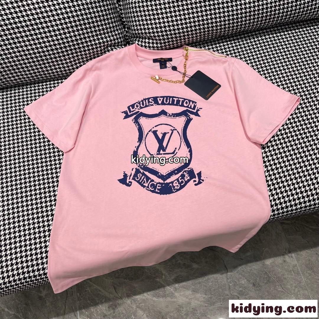 おしゃれ プリント クルーネック ルイ・ヴィトン Tシャツ コピー 快適 半袖 トップス-1