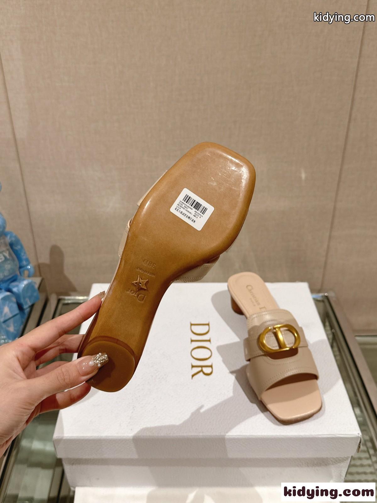 Dior Or 30 Montaigne ヒールスライド クリスチャン・ディオール サンダル コピー ベージュ-4
