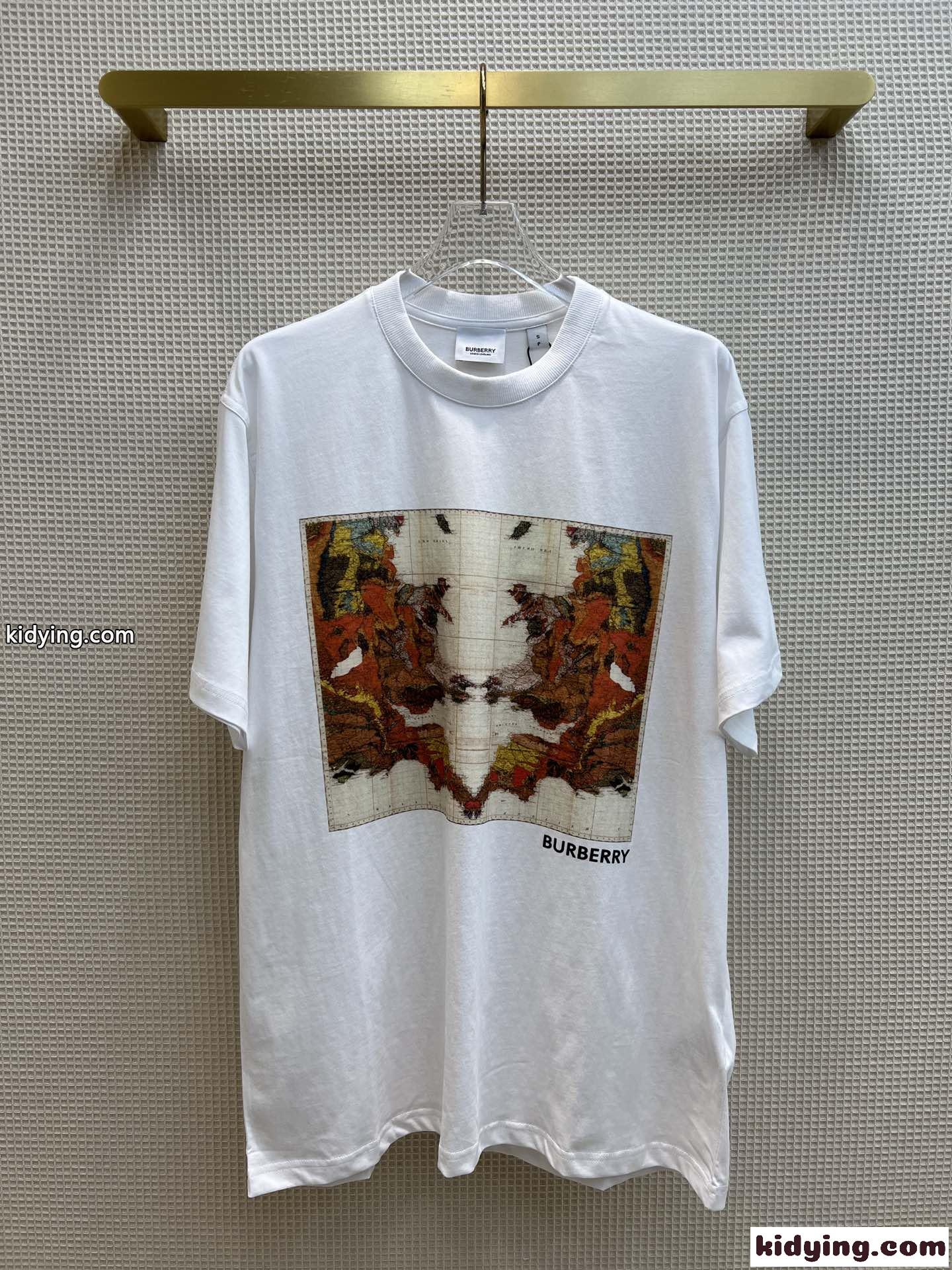 ユニセックス バーバリー Tシャツ コピー ゆったり クルーネック コットン 半袖 トップス-1