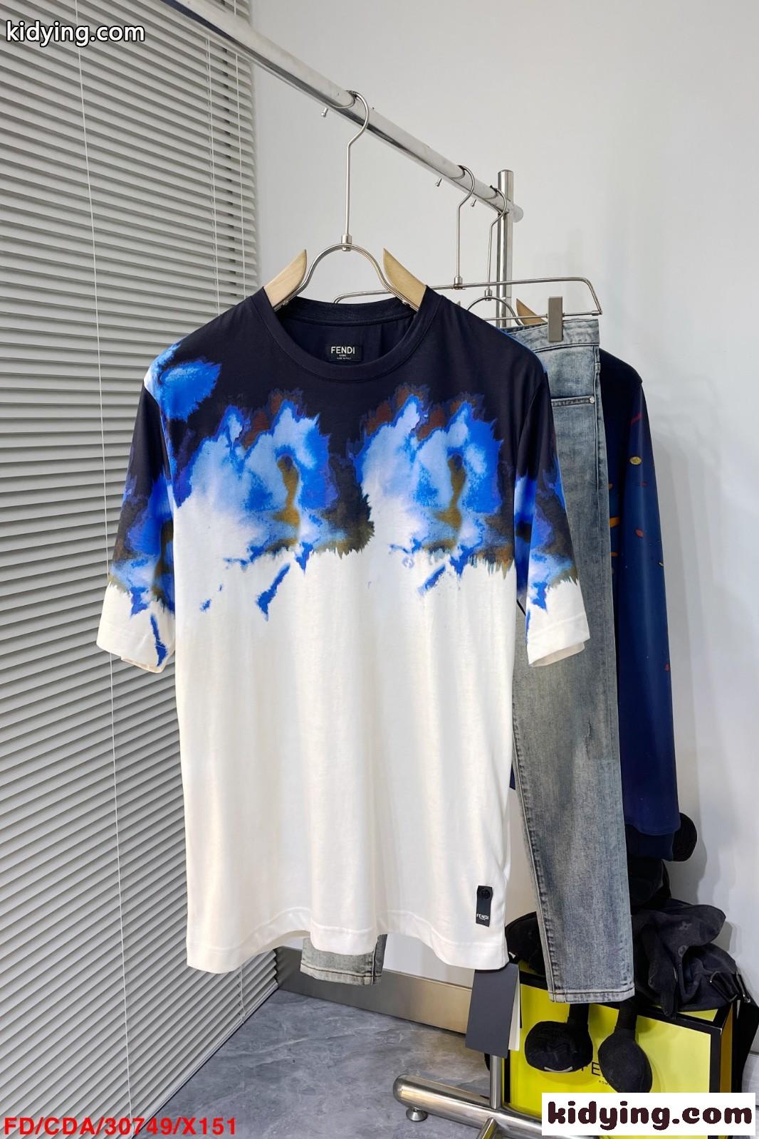 マルチカラージャージー Tシャツ フェンディ Tシャツ コピー 半袖 トップス-2